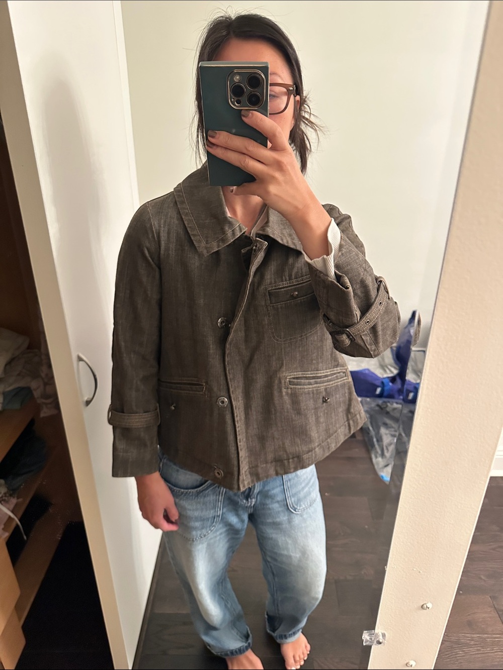 Theory Denim 3/4 Sleeve Swing Jacket size P